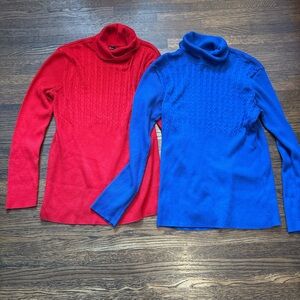 New York & Company Red and Blue Turtleneck Sweaters